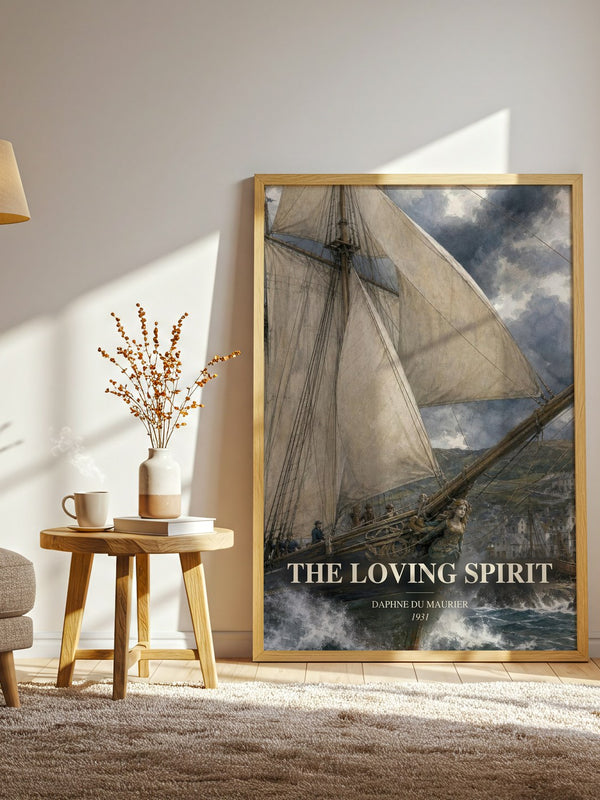 The Loving Spirit watercolour print in frame leaning in hallway – historical fiction wall art