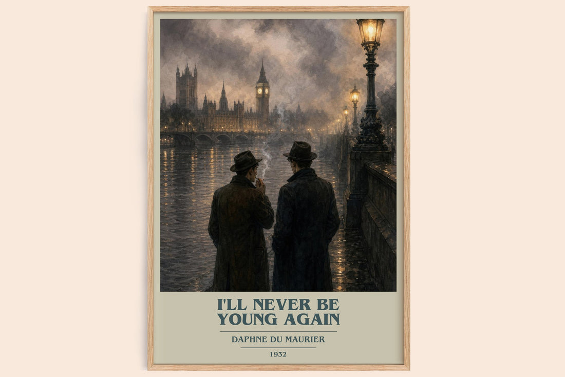 I'll Never Be Young Again book cover book poster by Daphne du Maurier – framed literary art print