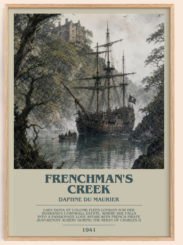 Frenchman's Creek bookish book poster by Daphne du Maurier – framed literary art print