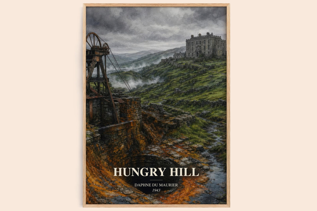 Hungry Hill watercolour book poster by Daphne du Maurier – framed literary art print