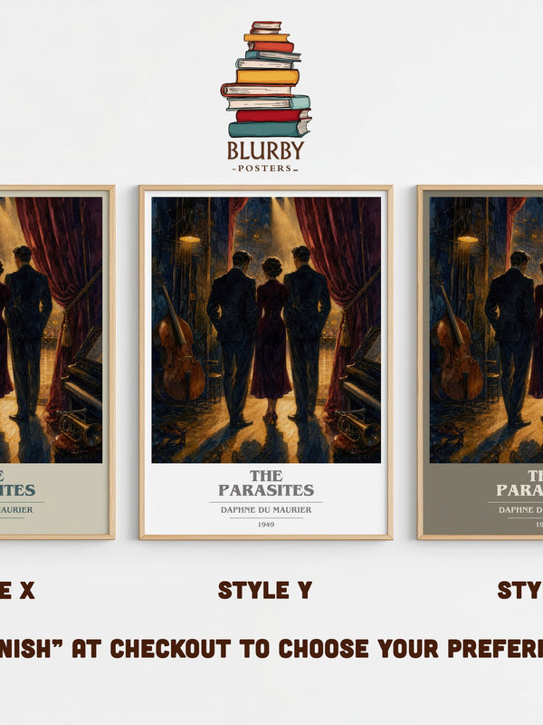 The Parasites book cover print in frame leaning in hallway – literary fiction wall art