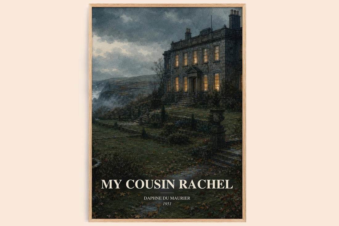 My Cousin Rachel watercolour book poster by Daphne du Maurier – framed literary art print