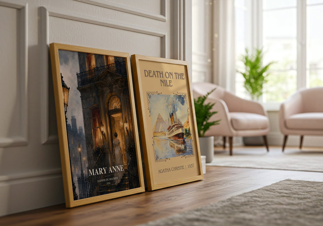 Mary Anne watercolour print framed by window – literary home decor
