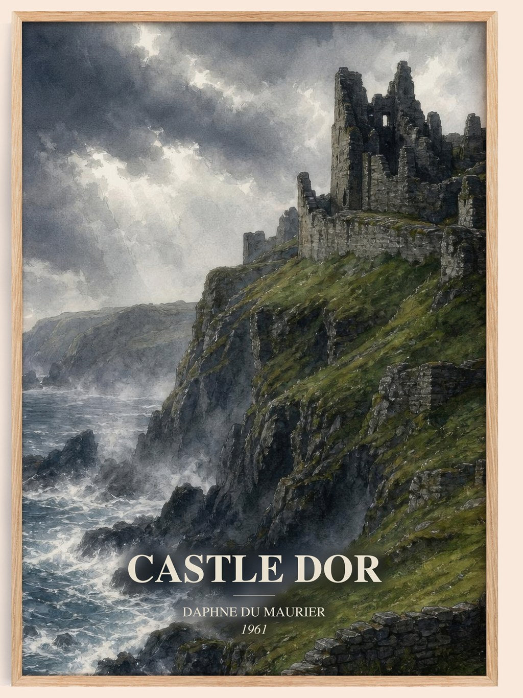 Castle Dor watercolour book poster by Daphne du Maurier – framed literary art print