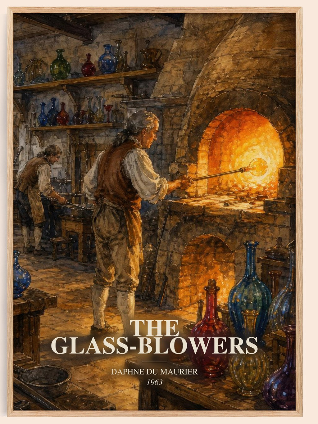 The Glass-Blowers watercolour book poster by Daphne du Maurier – framed literary art print