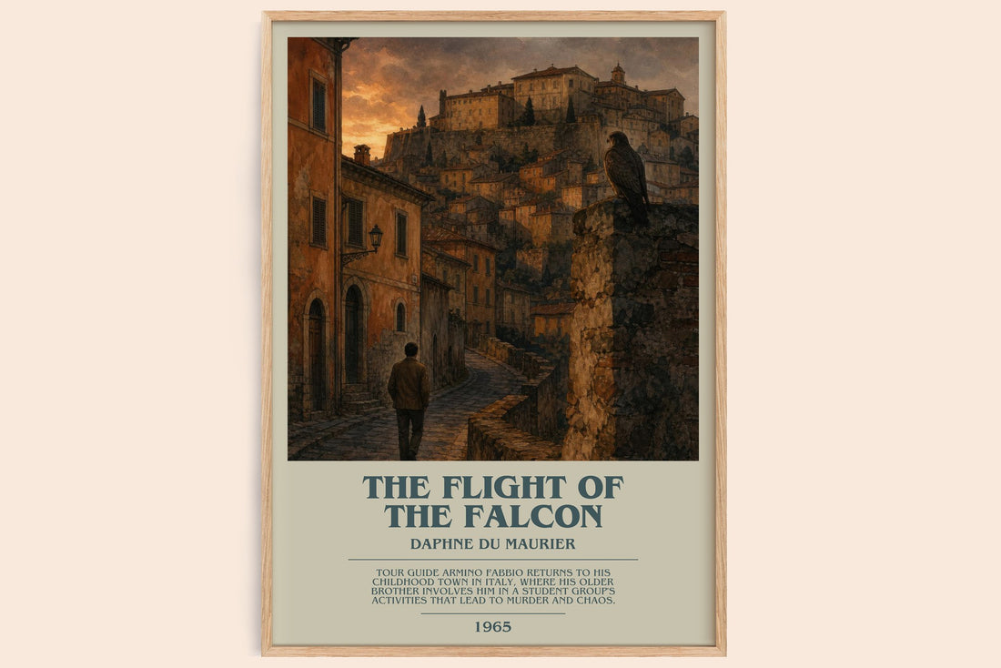 The Flight of the Falcon bookish book poster by Daphne du Maurier – framed literary art print