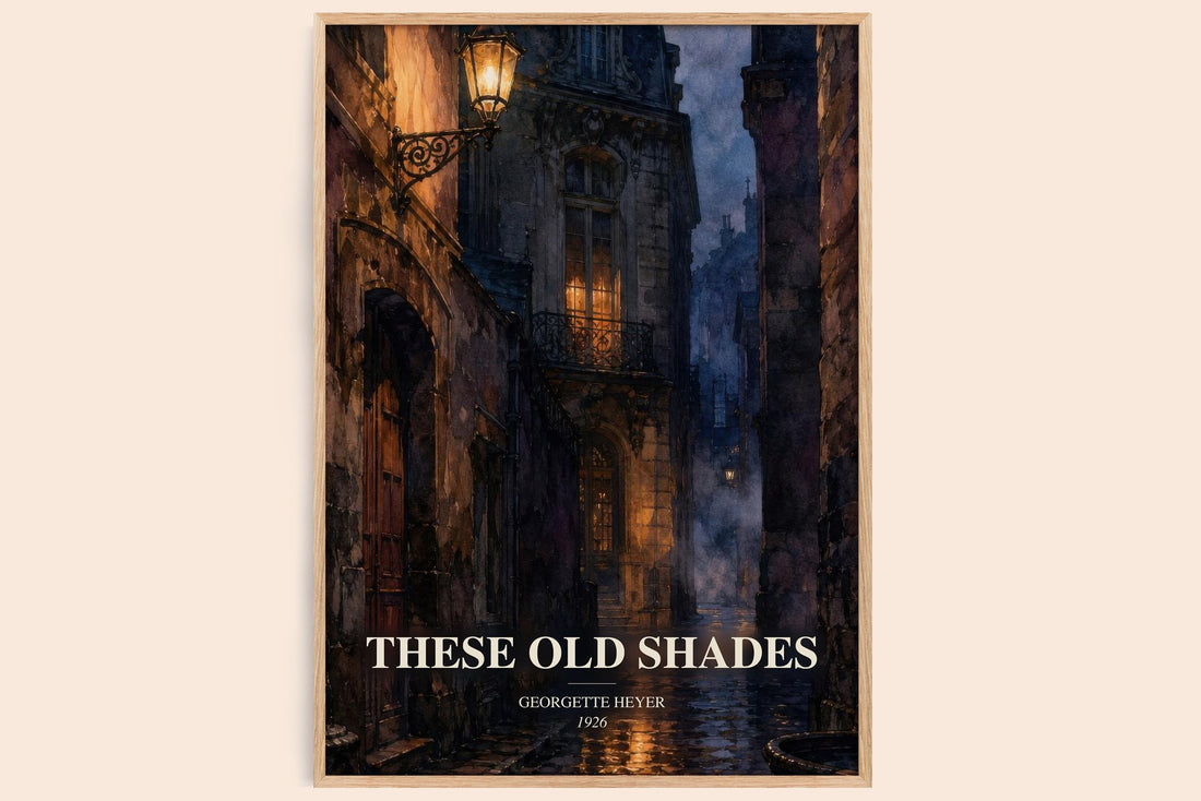 These Old Shades watercolour book poster by Georgette Heyer – framed literary art print