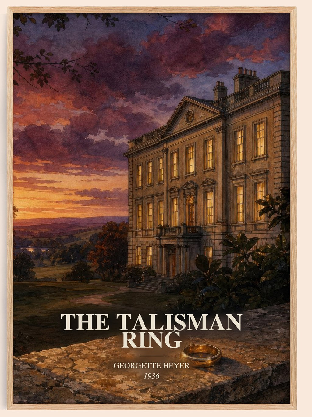 The Talisman Ring watercolour book poster by Georgette Heyer – framed literary art print