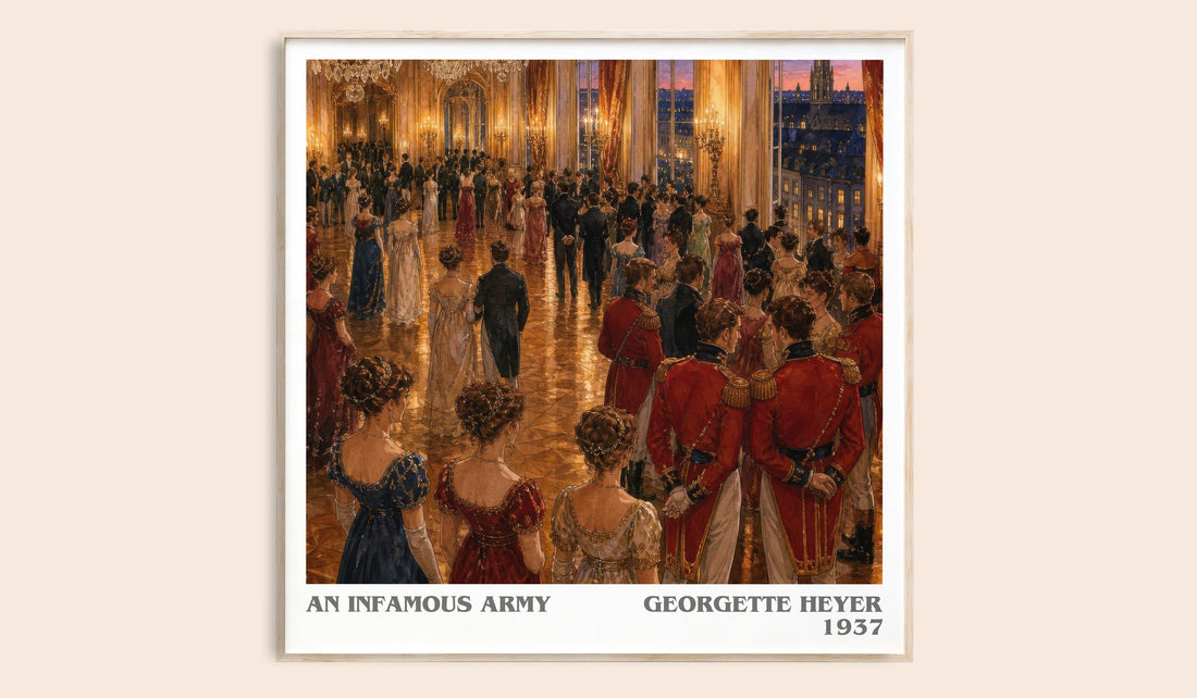 An Infamous Army literary book poster by Georgette Heyer – framed literary art print