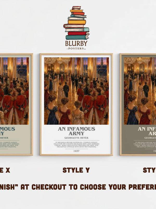 An Infamous Army bookish print in frame leaning in hallway – historical fiction wall art