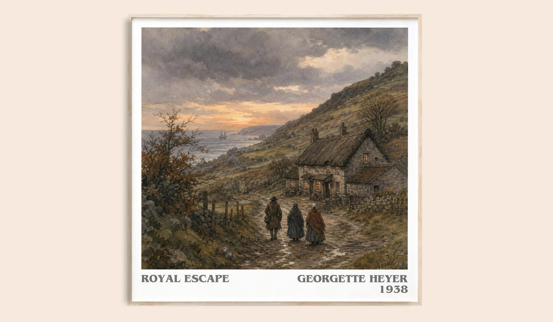 Royal Escape literary book poster by Georgette Heyer – framed literary art print