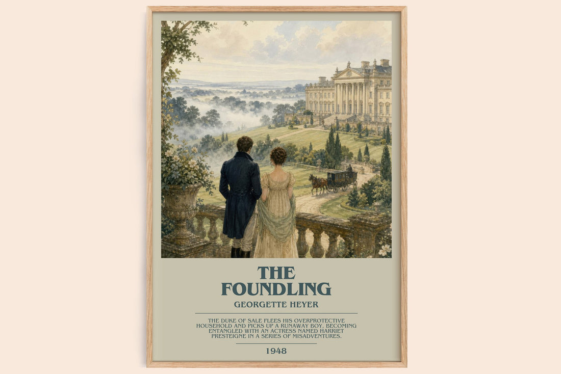 The Foundling bookish book poster by Georgette Heyer – framed literary art print