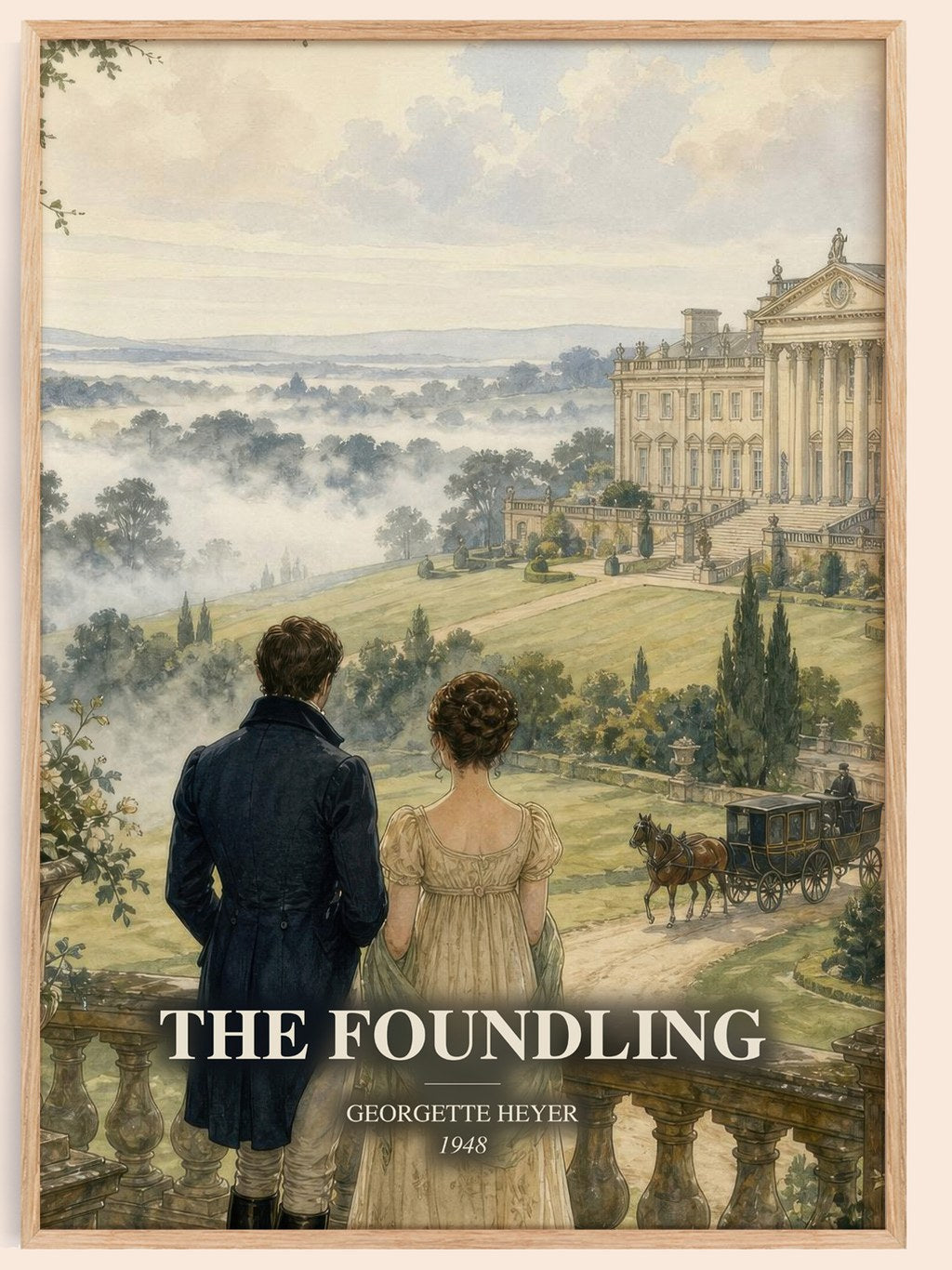 The Foundling watercolour book poster by Georgette Heyer – framed literary art print