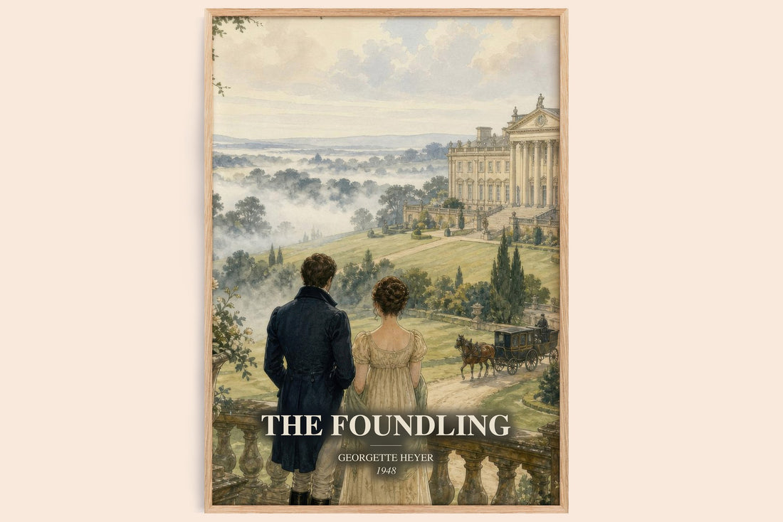 The Foundling watercolour book poster by Georgette Heyer – framed literary art print