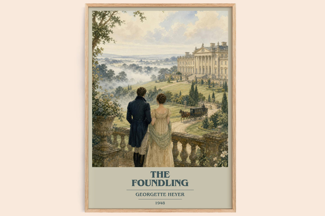 The Foundling book cover book poster by Georgette Heyer – framed literary art print