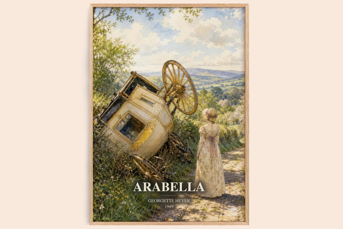 Arabella watercolour book poster by Georgette Heyer – framed literary art print