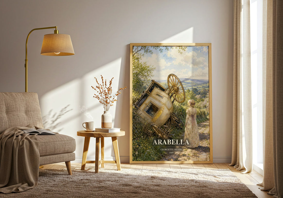 Arabella watercolour print in frame leaning in hallway – romance wall art (mockup)