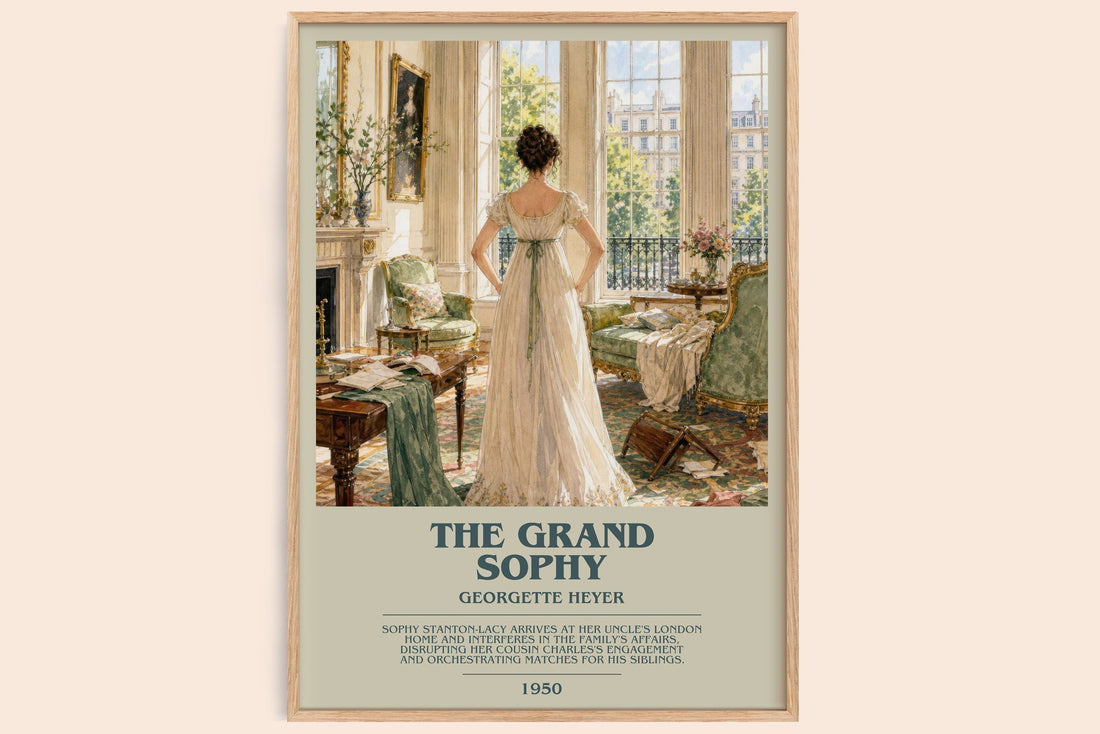 The Grand Sophy bookish book poster by Georgette Heyer – framed literary art print