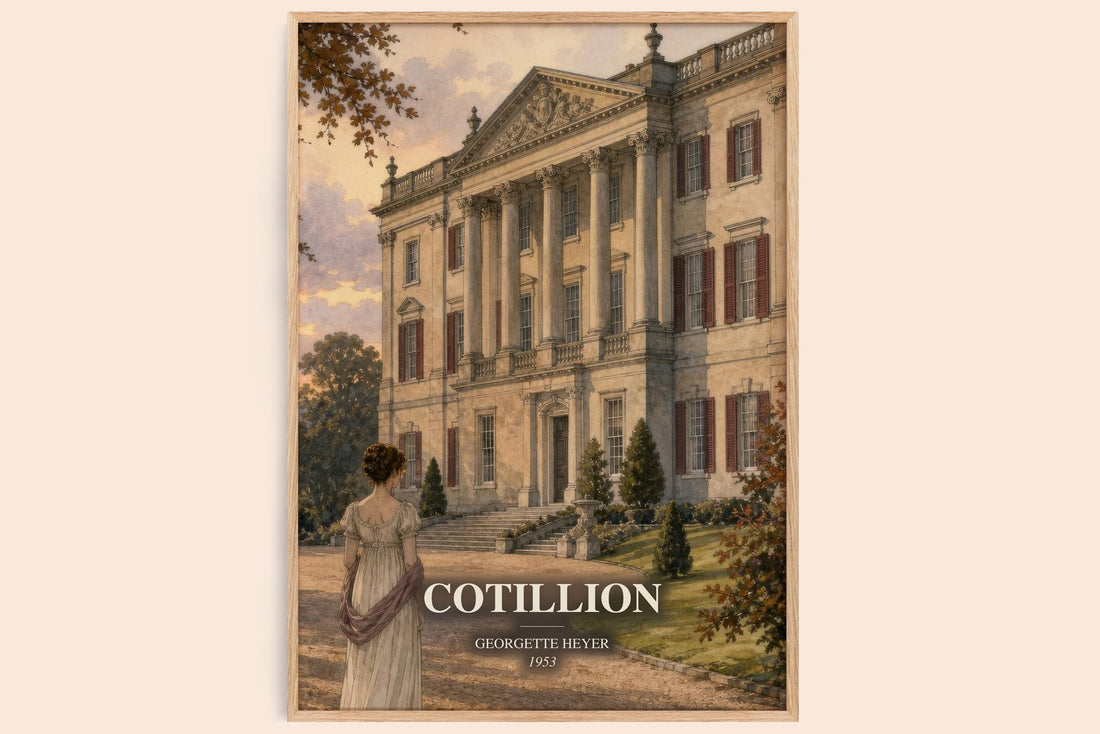 Cotillion watercolour book poster by Georgette Heyer – framed literary art print