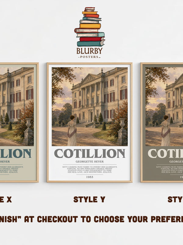 Cotillion bookish print in frame leaning in hallway – romance wall art