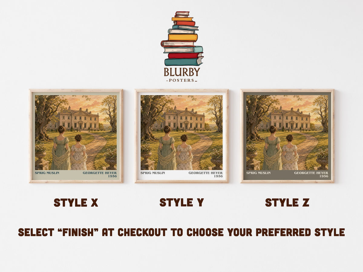 Sprig Muslin literary print in frame leaning in hallway – romance wall art (mockup)