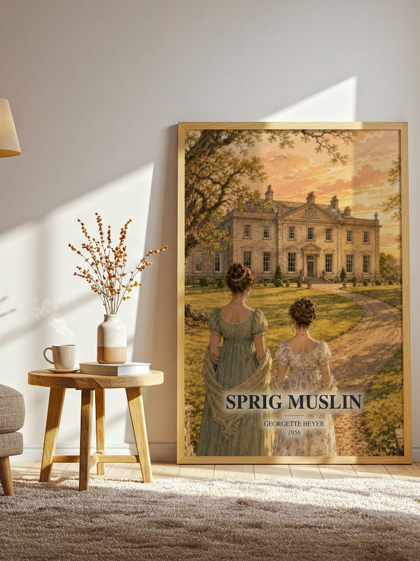 Sprig Muslin watercolour print in frame leaning in hallway – romance wall art