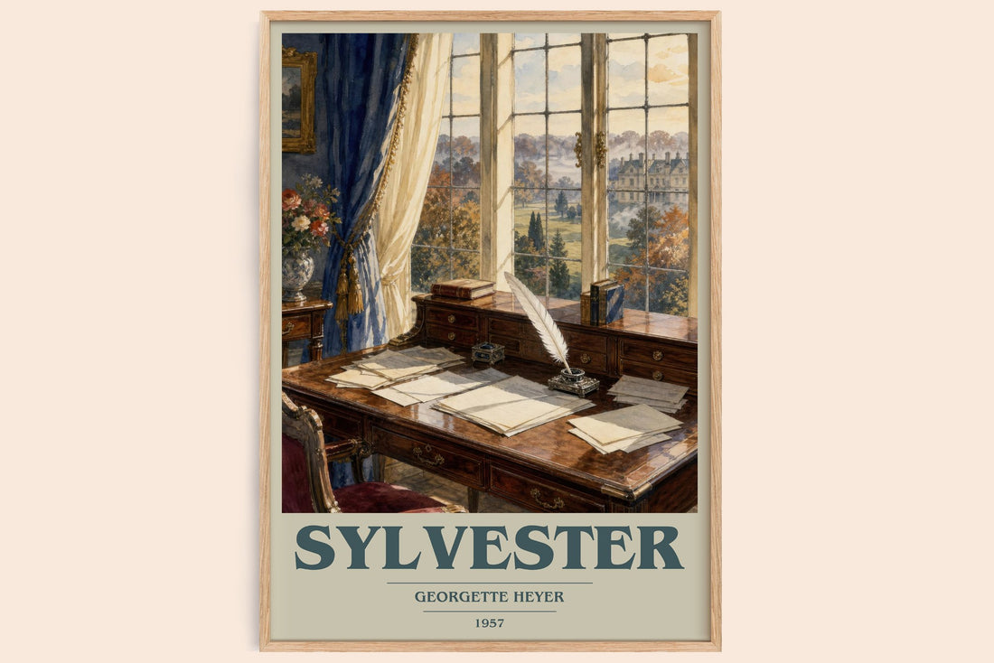 Sylvester book cover book poster by Georgette Heyer – framed literary art print