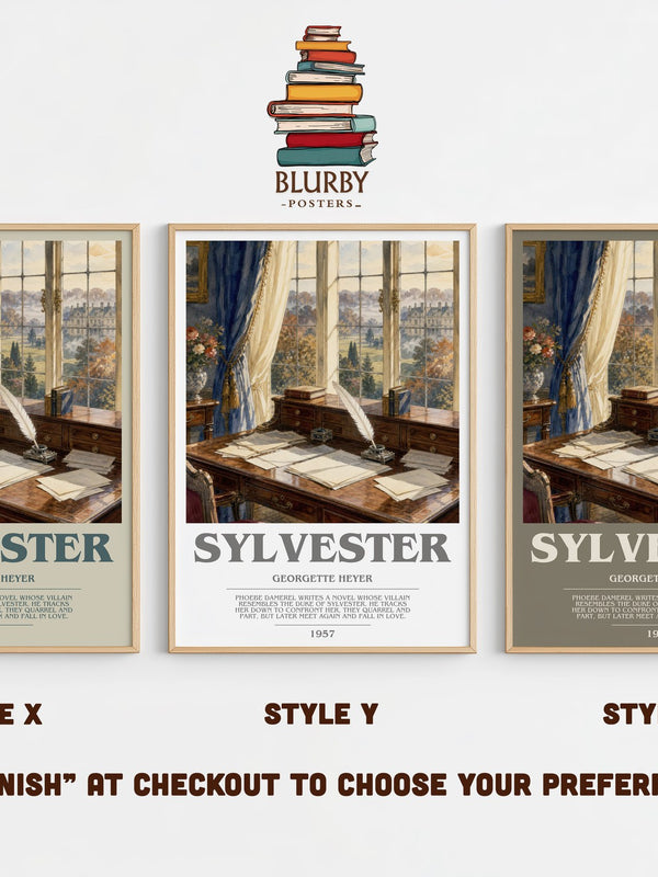 Sylvester bookish print in frame leaning in hallway – romance wall art