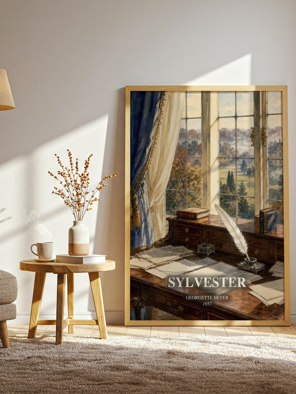 Sylvester watercolour print in frame leaning in hallway – romance wall art