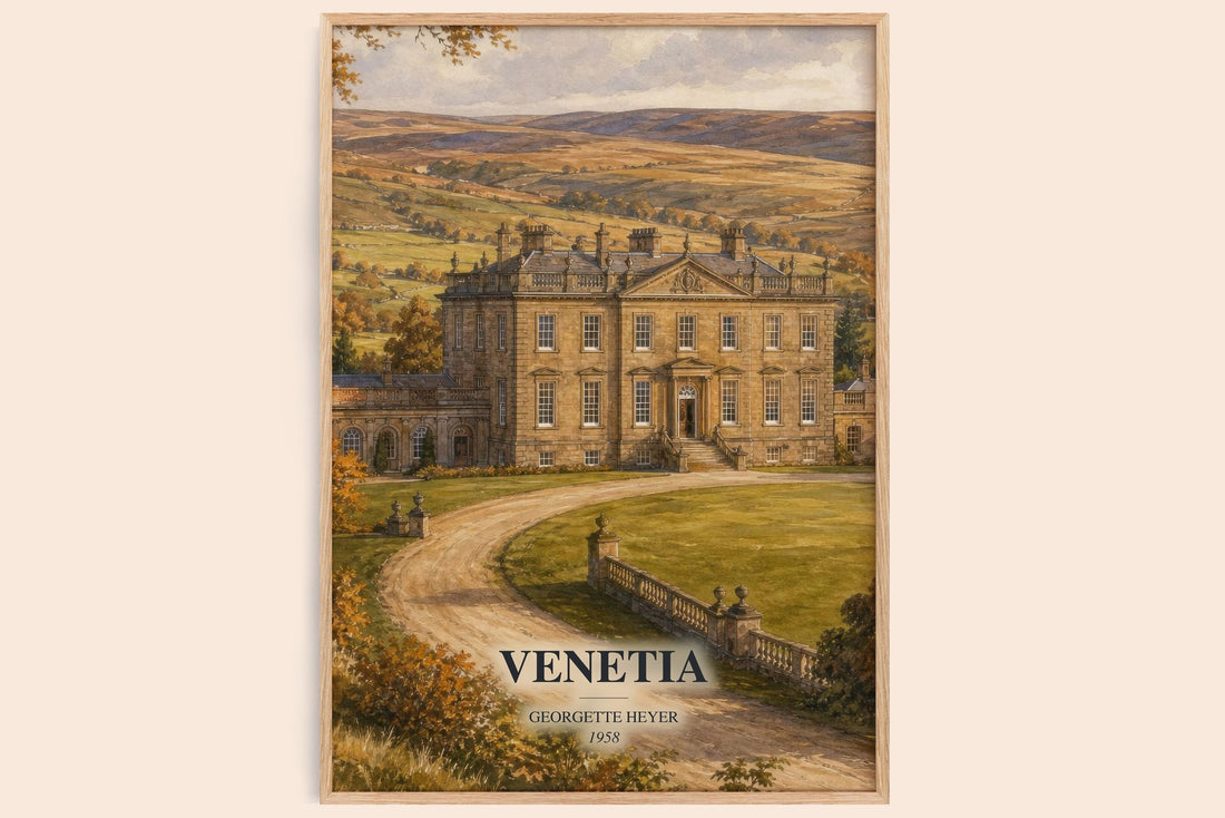 Venetia watercolour book poster by Georgette Heyer – framed literary art print