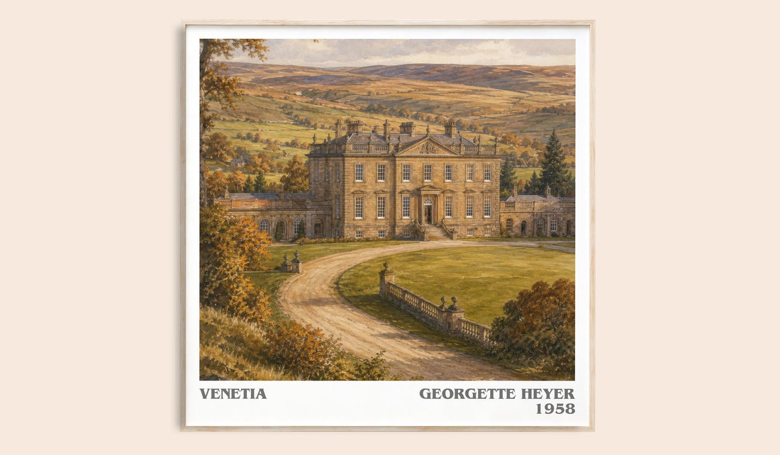 Venetia literary book poster by Georgette Heyer – framed literary art print