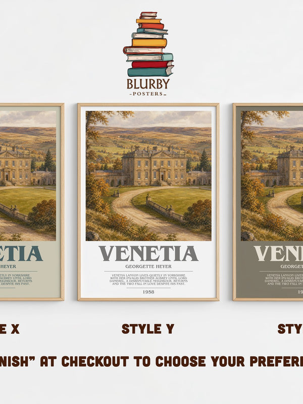 Venetia bookish print in frame leaning in hallway – romance wall art