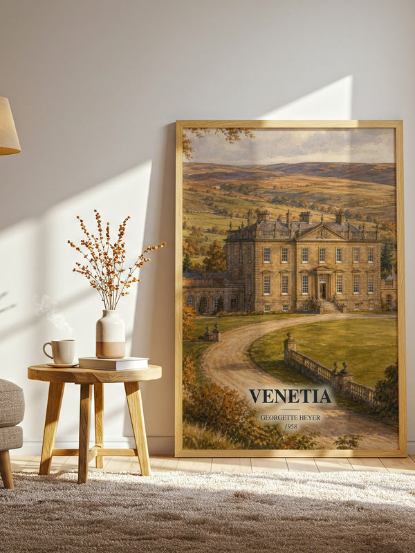 Venetia watercolour print in frame leaning in hallway – romance wall art