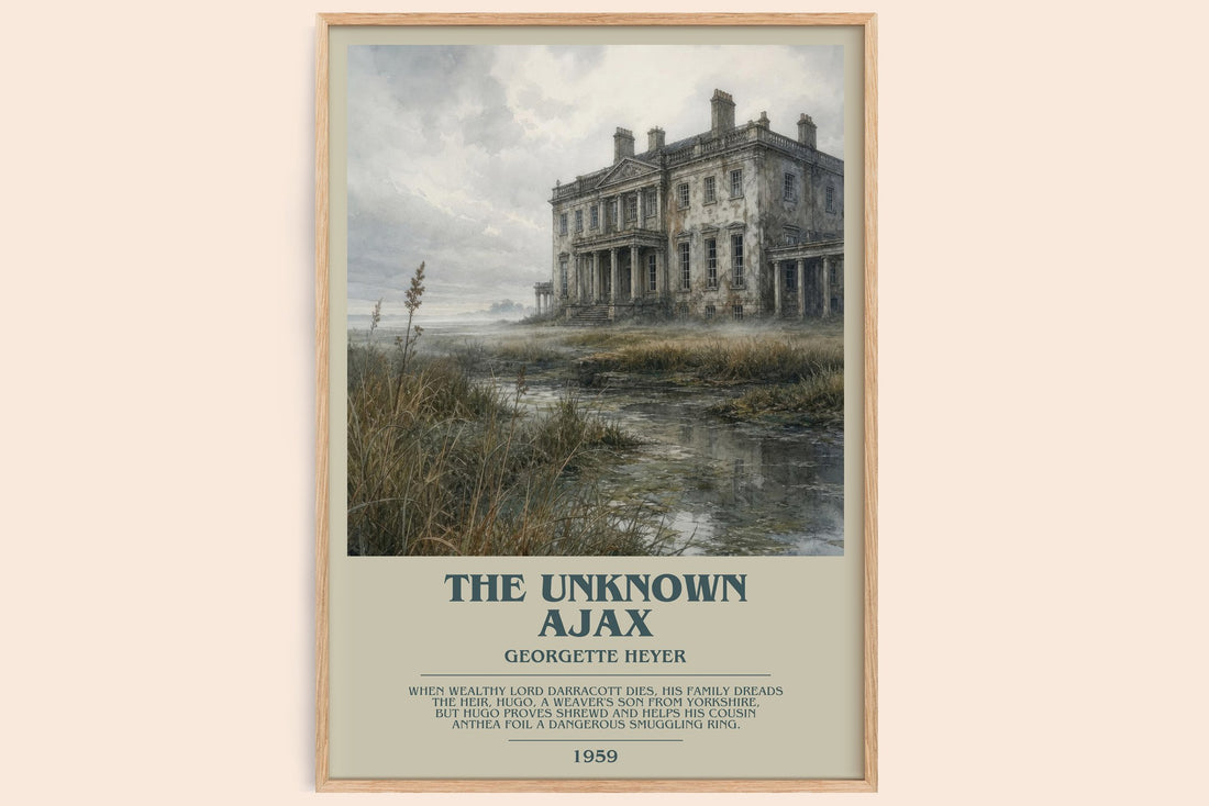 The Unknown Ajax bookish book poster by Georgette Heyer – framed literary art print