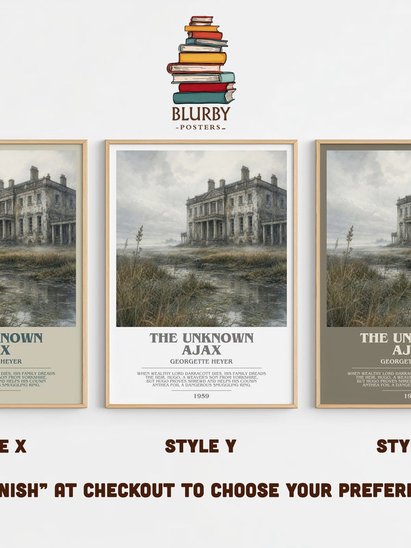 The Unknown Ajax bookish print in frame leaning in hallway – romance wall art