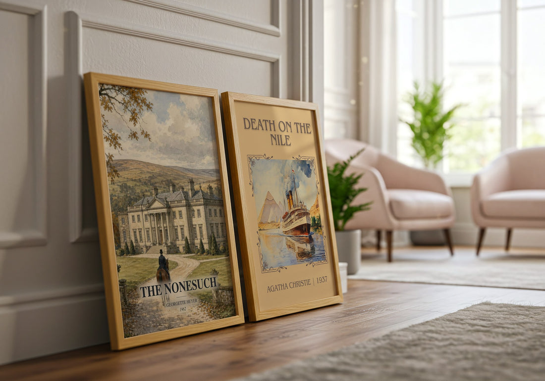 The Nonesuch watercolour print framed by window – literary home decor