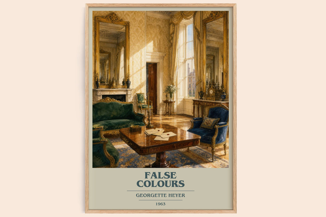 False Colours book cover book poster by Georgette Heyer – framed literary art print