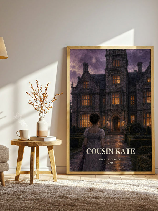 Cousin Kate watercolour print in frame leaning in hallway – romance wall art