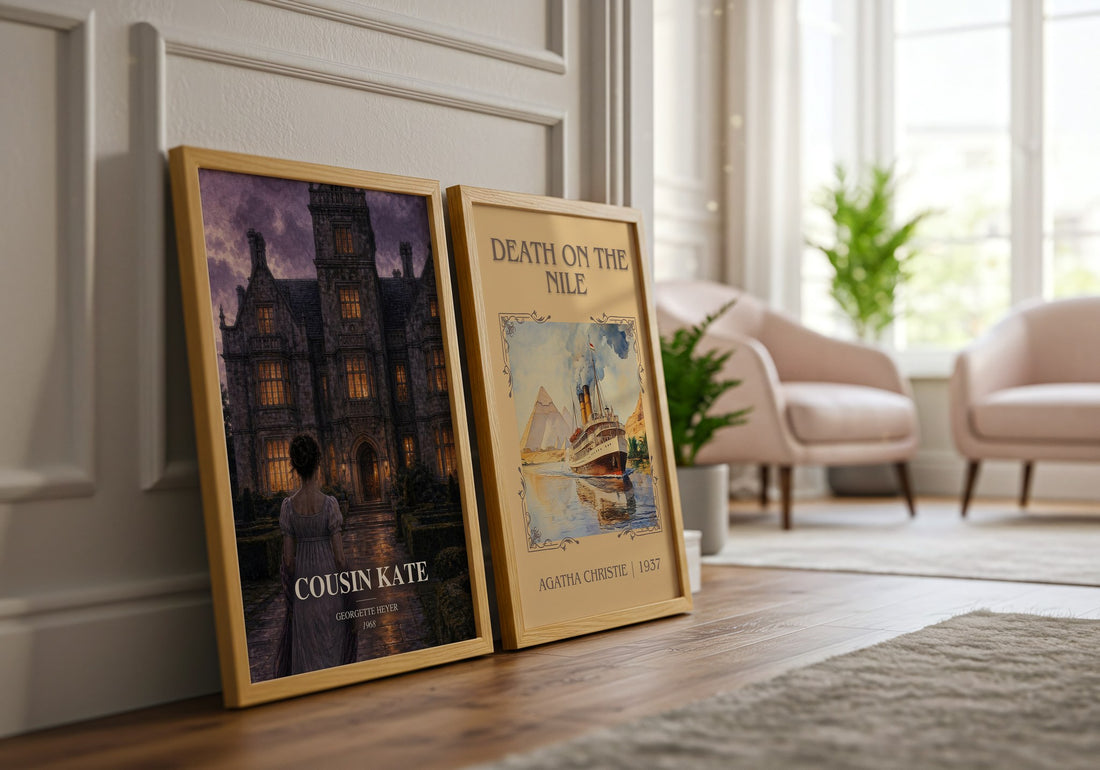 Cousin Kate watercolour print framed by window – literary home decor