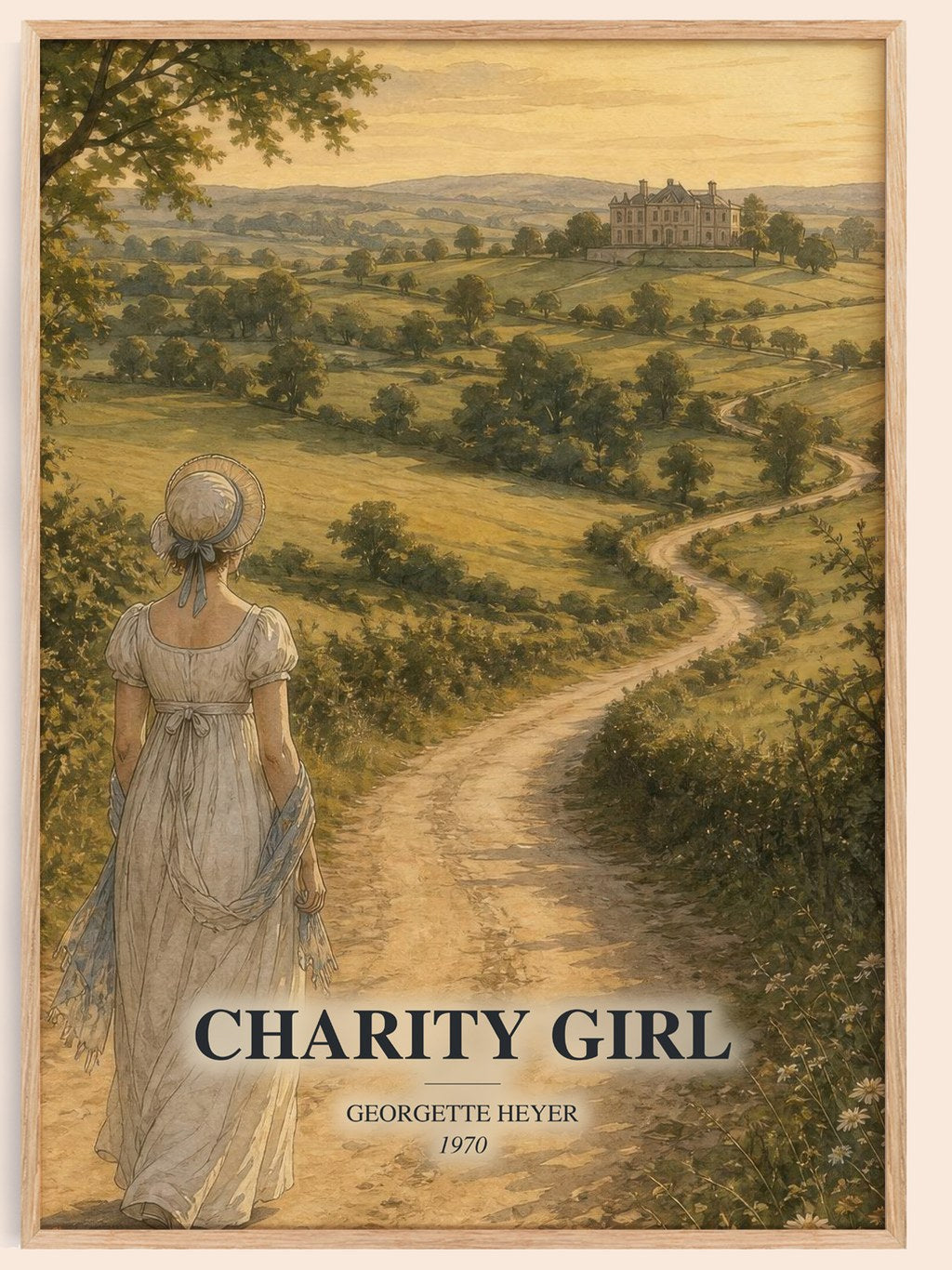 Charity Girl watercolour book poster by Georgette Heyer – framed literary art print