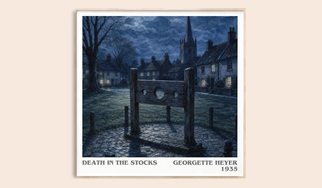 Death in the Stocks literary book poster by Georgette Heyer – framed literary art print