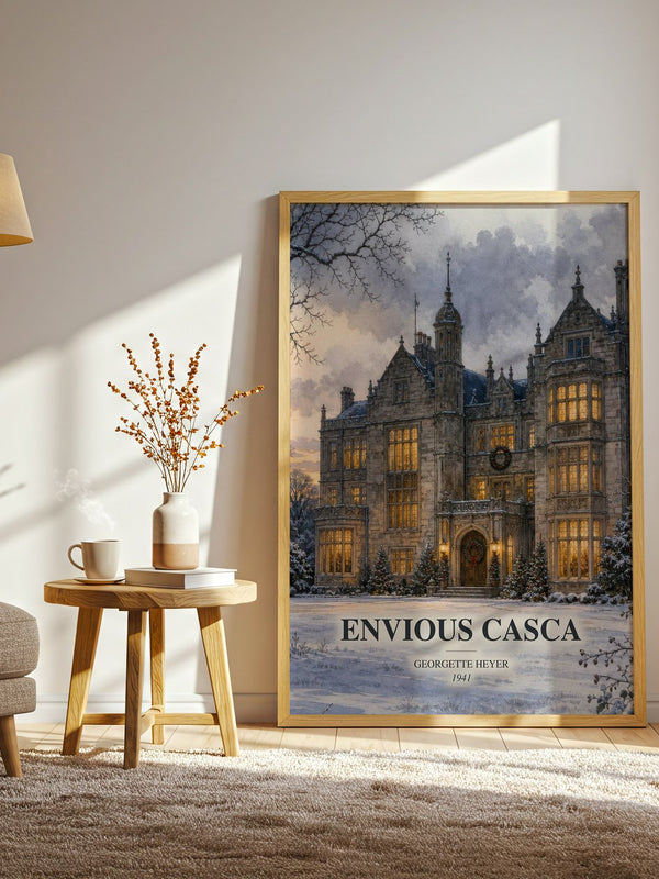 Envious Casca watercolour print in frame leaning in hallway – mystery wall art