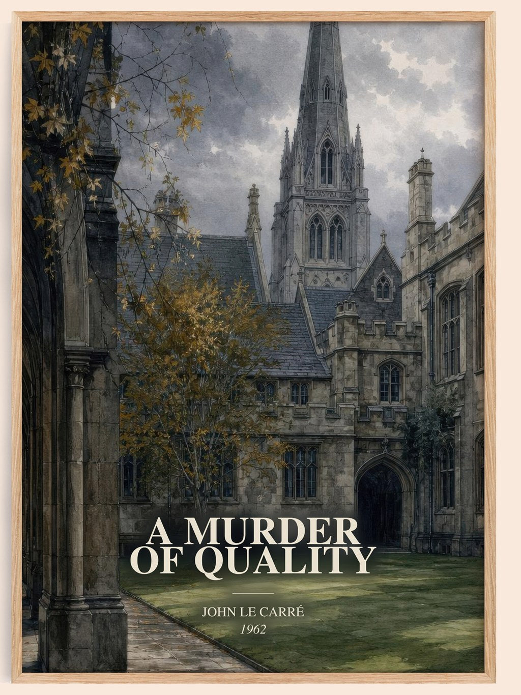 A Murder of Quality watercolour book poster by John le Carré – framed literary art print