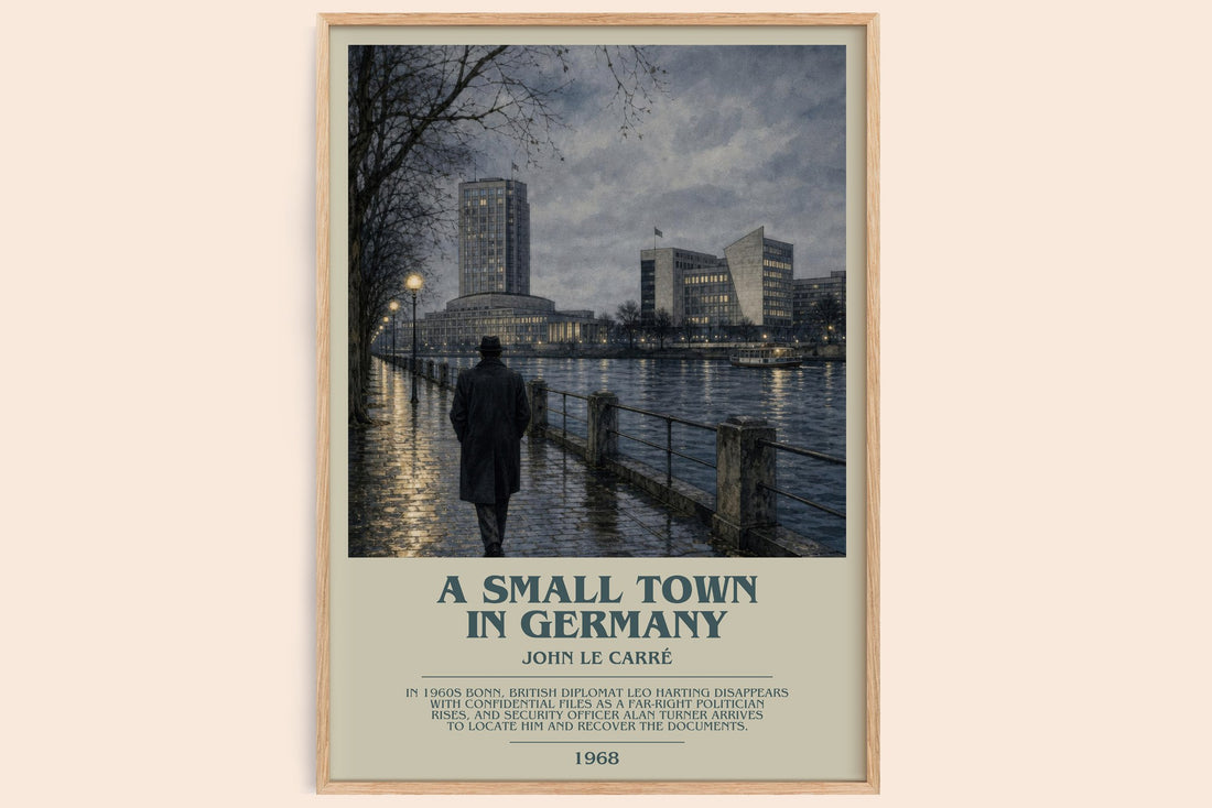 A Small Town in Germany bookish book poster by John le Carré – framed literary art print