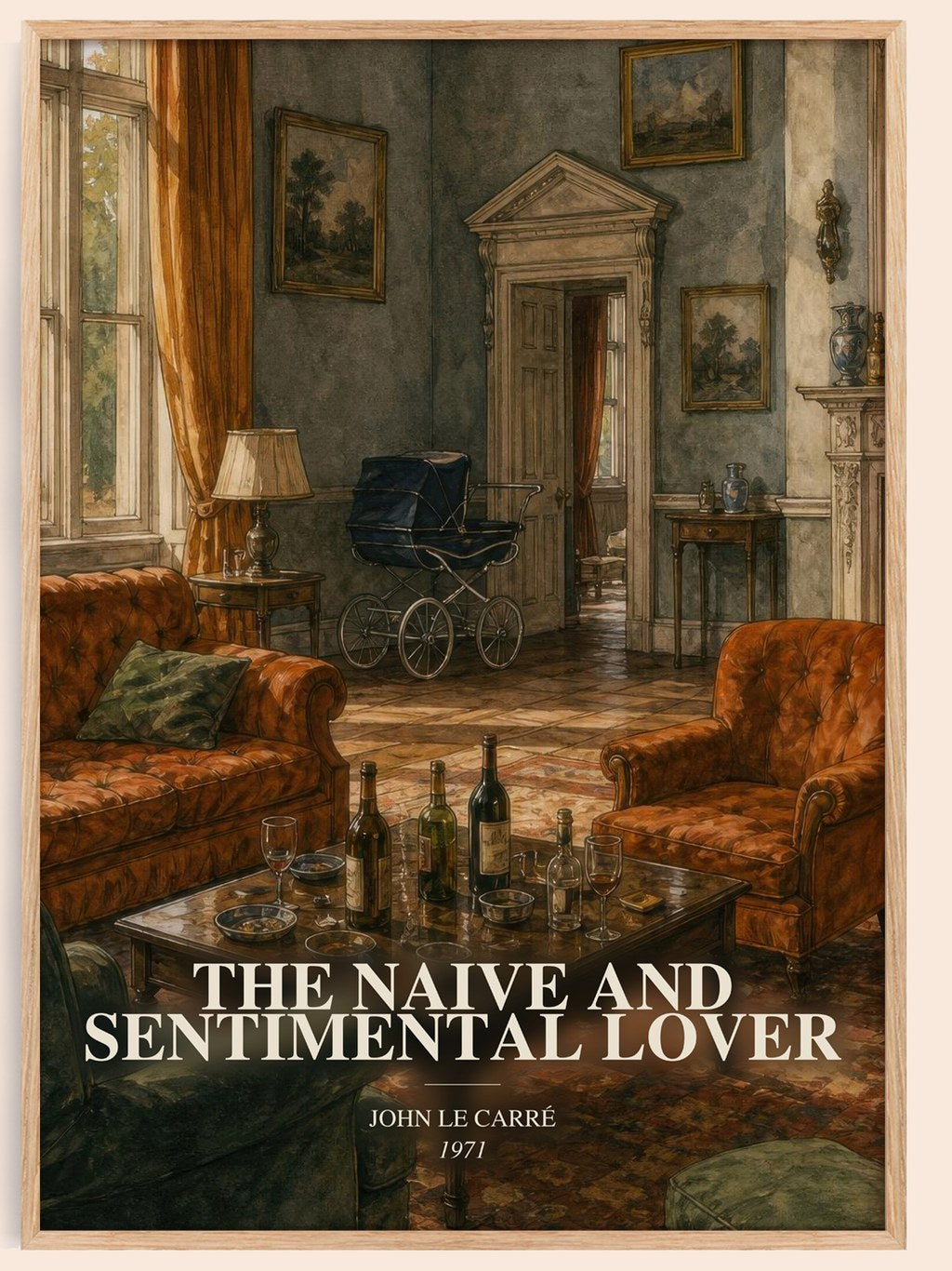 The Naive and Sentimental Lover watercolour book poster by John le Carré – framed literary art print