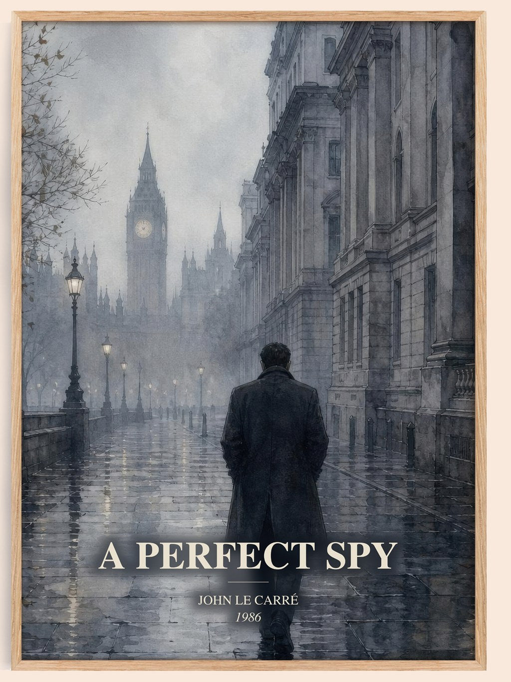 A Perfect Spy watercolour book poster by John le Carré – framed literary art print