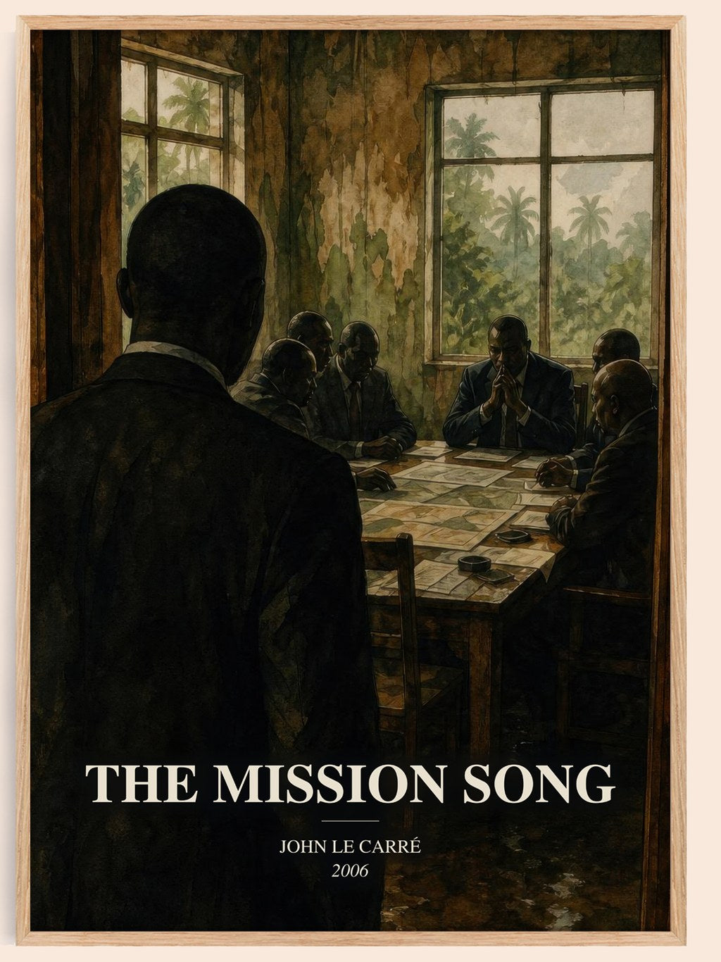 The Mission Song watercolour book poster by John le Carré – framed literary art print