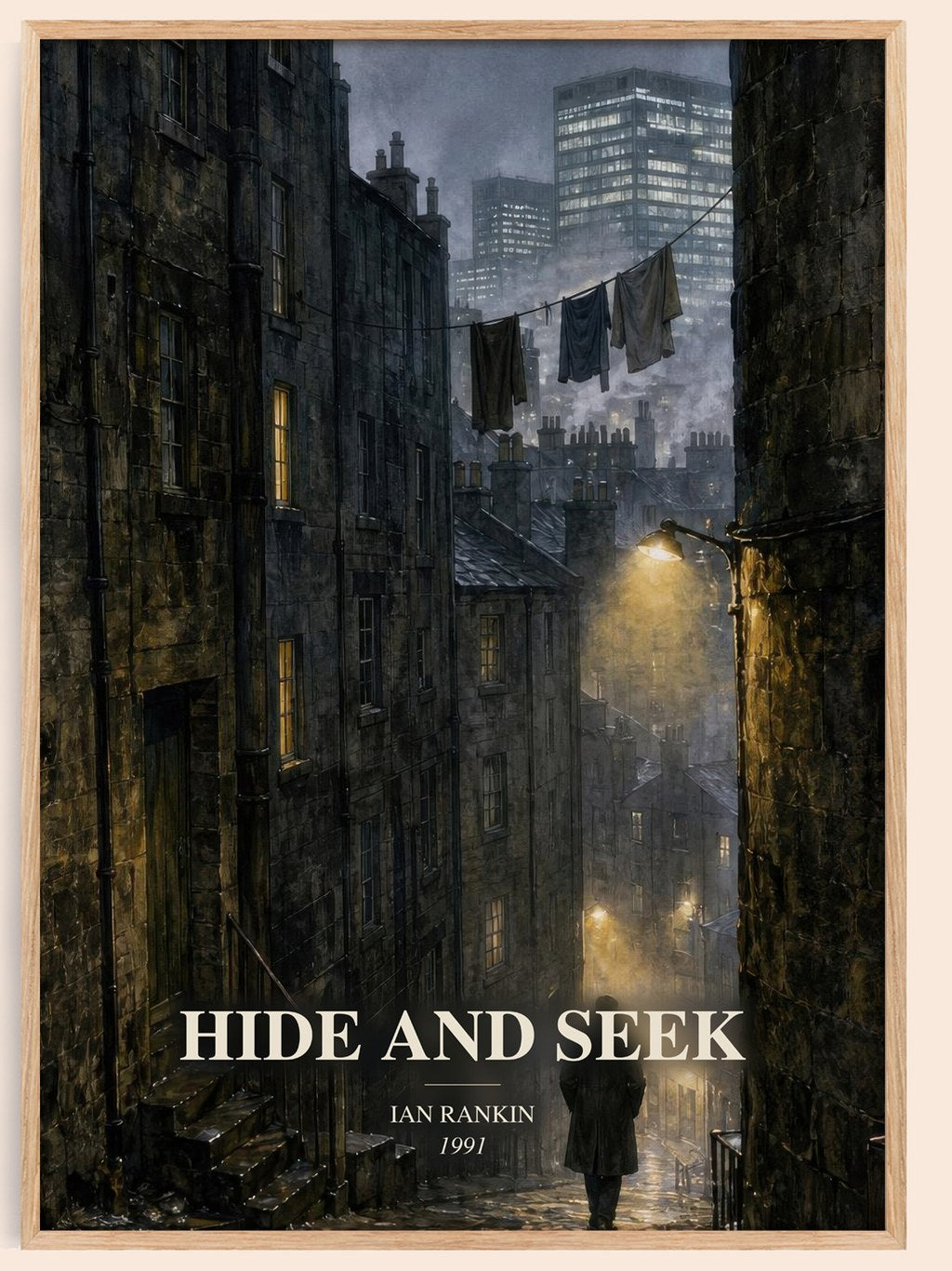 Hide and Seek watercolour book poster by Ian Rankin – framed literary art print