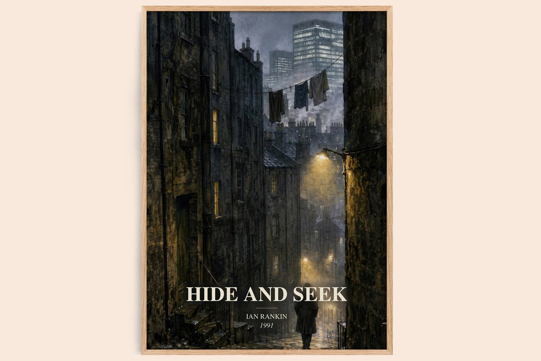 Hide and Seek watercolour book poster by Ian Rankin – framed literary art print