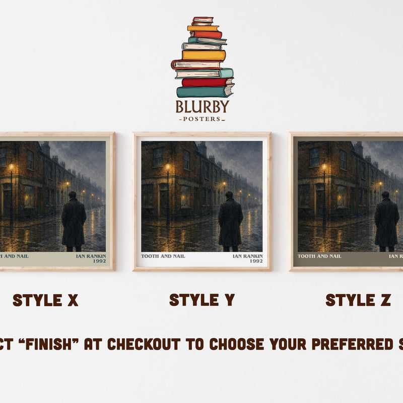 Tooth and Nail literary print in frame leaning in hallway – crime wall art